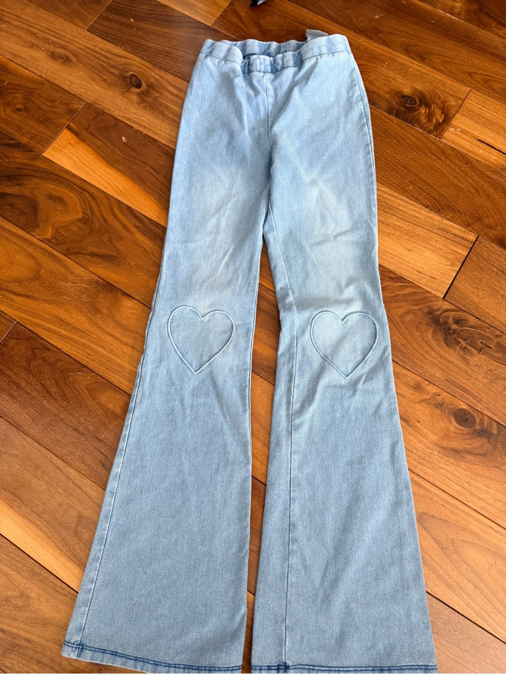 Light Blue Heart-Knee Flared girls size 9-10 jeggings